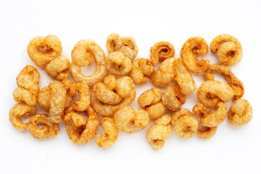 Crispy pork rinds or pork snack.