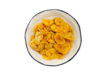 Beyaz arkaplanda muz dilimleri.