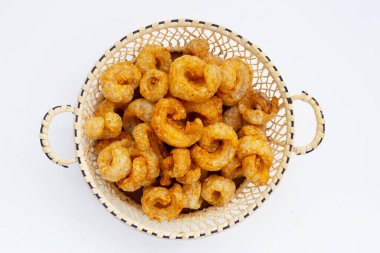 Crispy pork rinds or pork snack.
