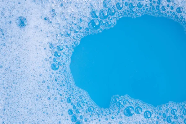 Tvättmedel Skumbubbla Blå Bakgrund — Stockfoto