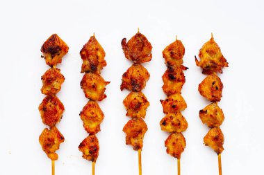 Chicken butt grilled on white background.