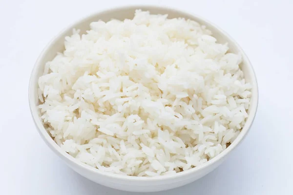 Miska Ryżu Białym Tle — Zdjęcie stockowe