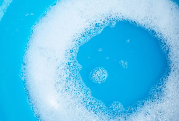 Detergente Schiuma Bolla Sfondo Blu — Foto Stock