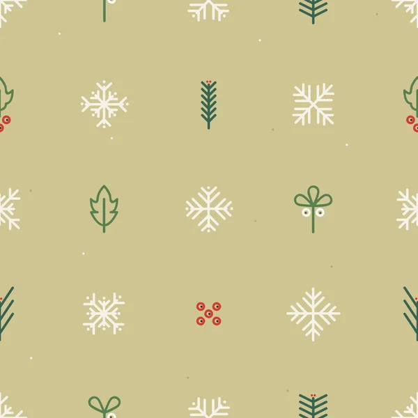 Містлео Ялина Холлі Сніжинки Різдвяний Тематичний Фон — стоковий вектор