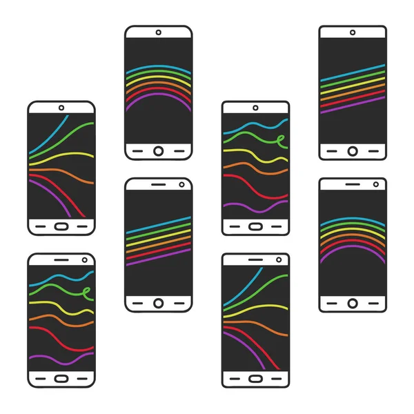 Smartphone Avec Arc Ciel Sur Écran Illustration Vectorielle — Image vectorielle