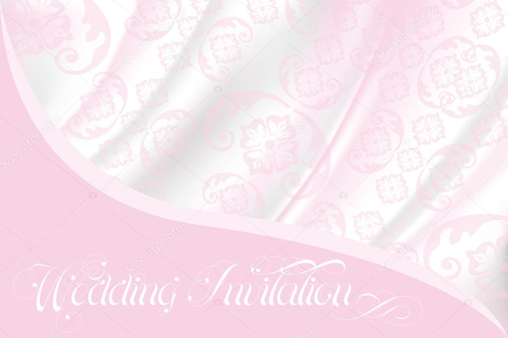 Wedding invitation on light pink lace and silk