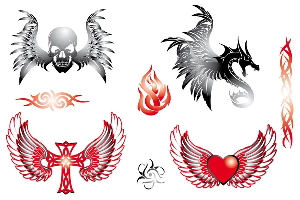 Elementy projektu retro tatuaż Grafika Wektorowa