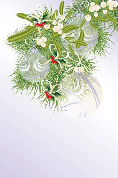 Pine branch with Christmas decoration — Stock Vector