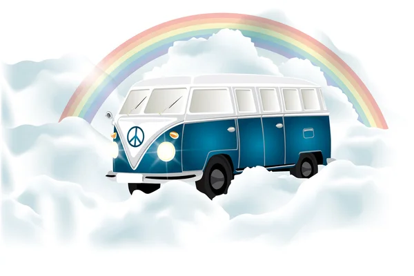 Retro design with van in heaven — Stock Vector