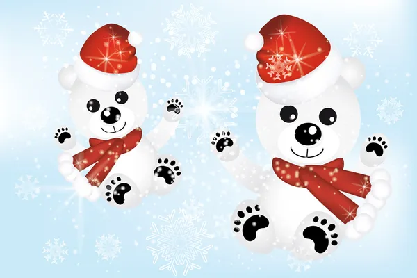 Ursos polares bonitos na neve Ilustração De Bancos De Imagens