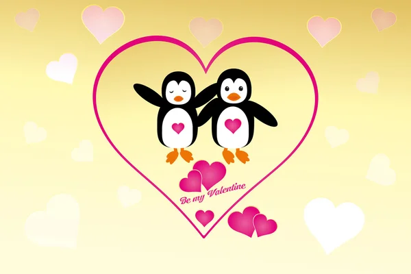 Pingouins Saint-Valentin — Image vectorielle