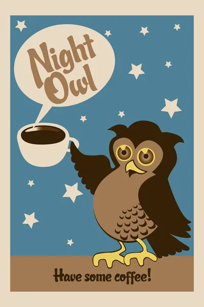 Night owl poster — Stock Vector