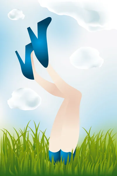 夏季的一天 — — 女孩的双腿 — 图库矢量图片