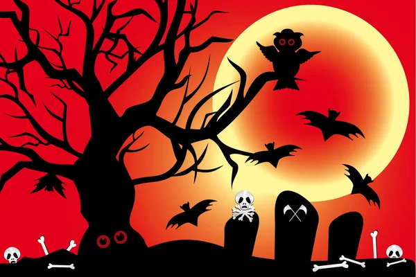 Illustration for Halloween with spooky design elements — Stock Vector