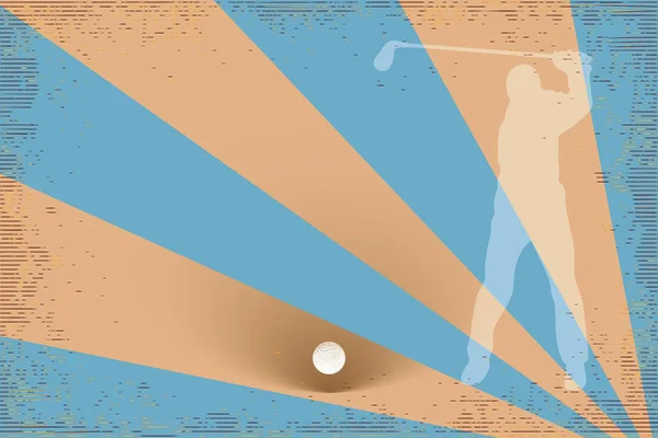 Retro Poster Golf Passie Met Golf Bal Putter Golf Speler — Stockvector