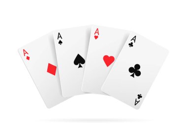 Dört as poker oyunu, kağıt oynamak için gerçekçi bir set.