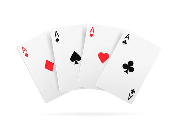 Négy ász póker játék kártyák reális készlet — Stock Vector