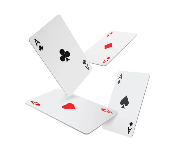 Falling vagy repülő ászok kaszinó játék kártyák — Stock Vector