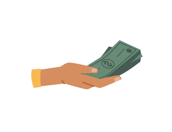 Geld in handen, betaling, donatie, investeringsteken — Stockvector