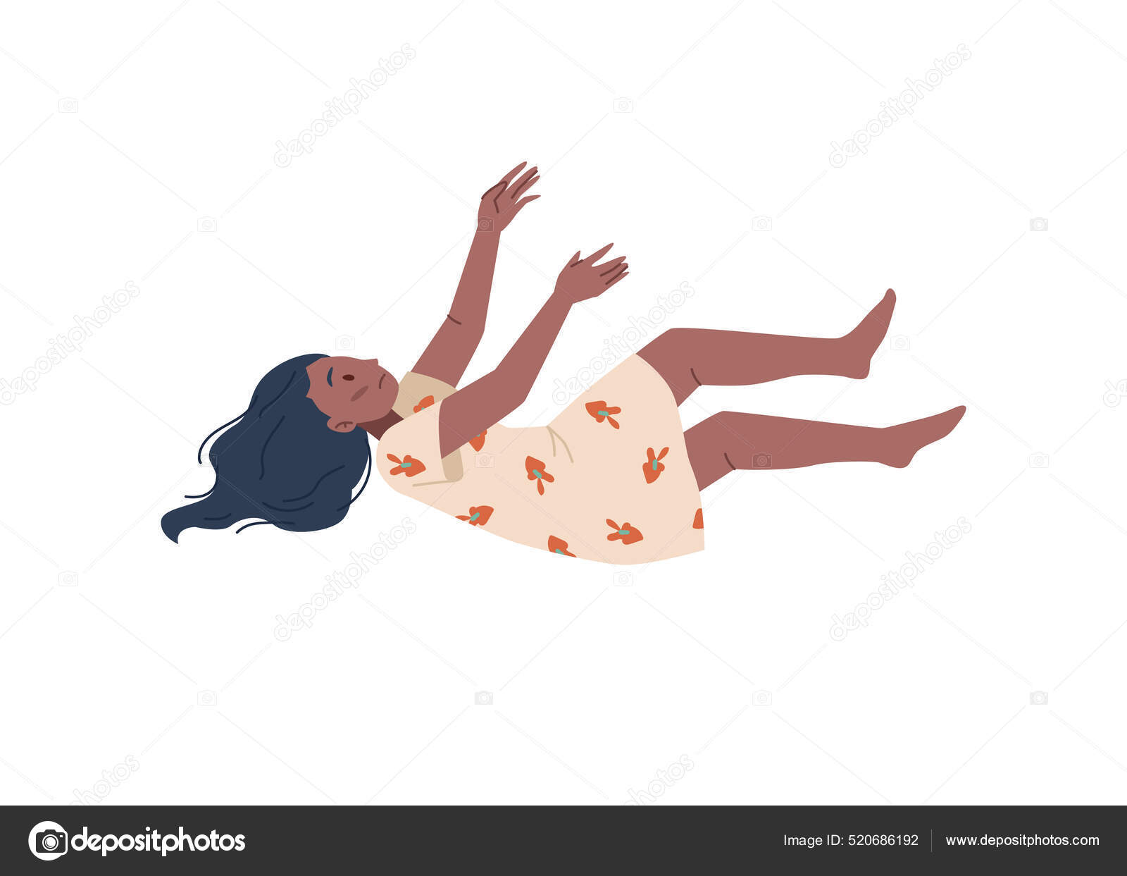 Mulher caindo. pessoa assustada cair de altura. ilustração vetorial