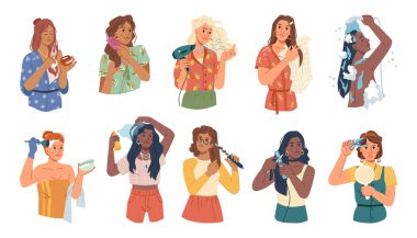 Saç kesimi ve saç bakım ürünleri, yıkama ve saç modelleri.