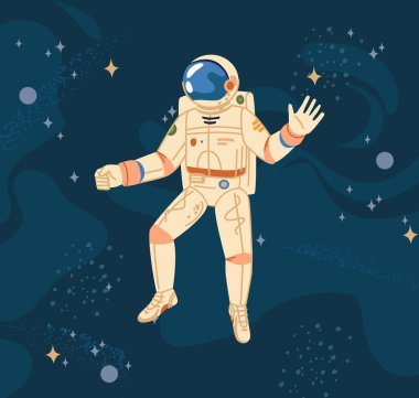 Koruyucu giysili kozmonot astronot dış uzayda