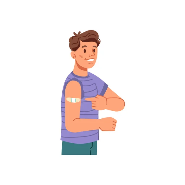 Coronavirus immunizálás, ember a vakcinázás után — Stock Vector