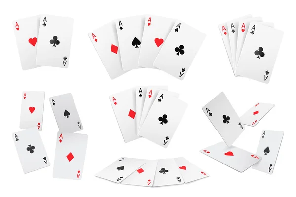 Ases juego de cartas, corazones, palos, diamantes, picas — Archivo Imágenes Vectoriales