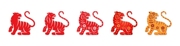 Tigre animaux avec motif floral, signe horoscope — Image vectorielle