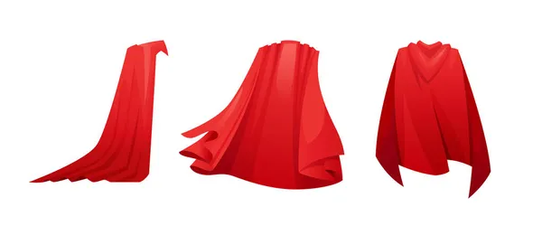 Алая ткань шелковые плащи набор, супергерой красный плащ — стоковый вектор