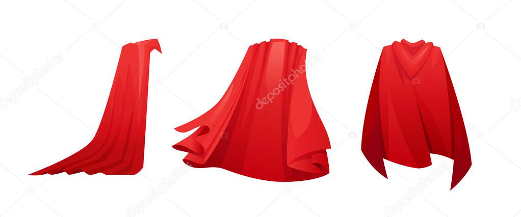 Scarlet fabric silk cloaks set, superhero red cape
