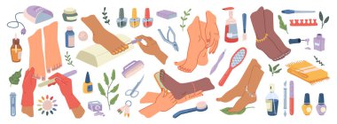 Pedikür ayak bakımı, ekipman ve tırnak aletleri