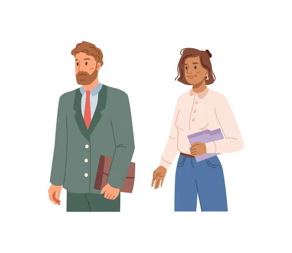 Homme et femme d'affaires avec documents et dossiers — Image vectorielle