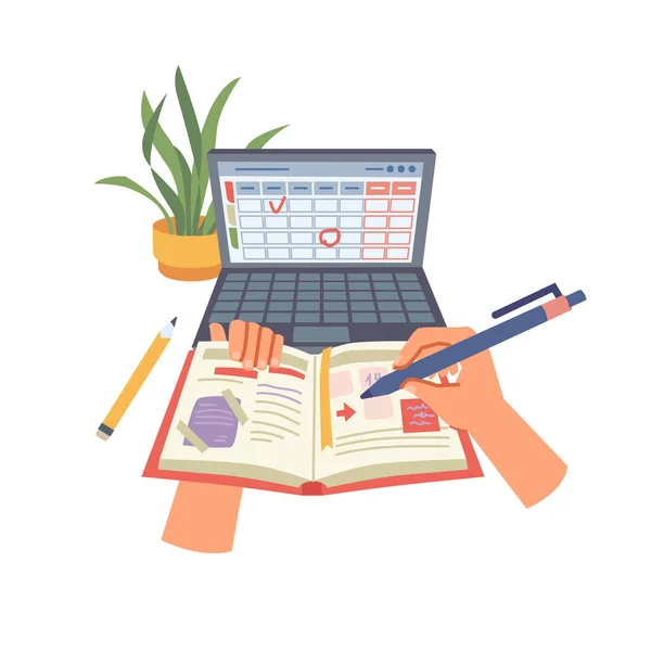 Psaní do deníku, plánovače nebo organizátora aplikace — Stockový vektor