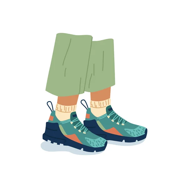 Legs wearing fashion sneakers and socks footwear — Stock Vector