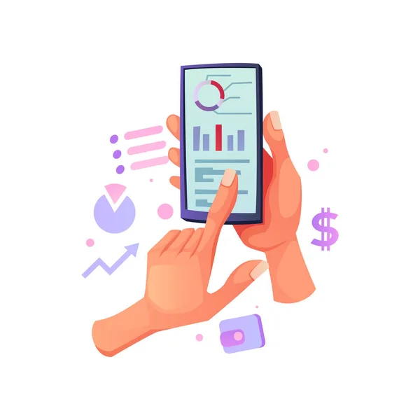 Aplicación móvil teléfono inteligente finanzas billetera aplicación — Vector de stock