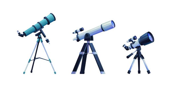 Telescope on tripod, astrology research device — Stock Vector