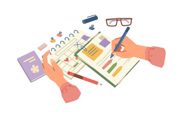 Дневник или планировщик, заполнение организатора заметками