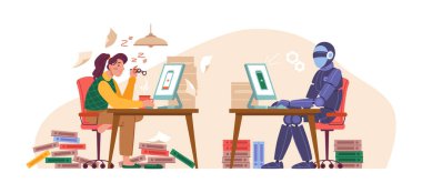 Robot insana karşı, ai siber insan beynine karşı.