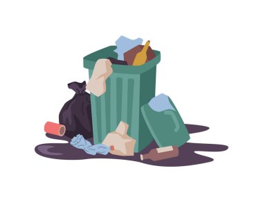 Çöp tenekesinde çöp taşması, kirlilik sorunu
