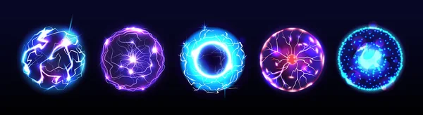 Esferas de energia, esfera elétrica ou círculo de plasma — Vetor de Stock