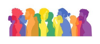 LGBT insan silueti. Erkek, kadın gökkuşağı vektörü