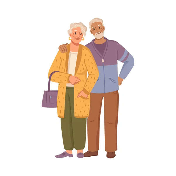 Felice nonna e nonno abbracciare vettore — Vettoriale Stock