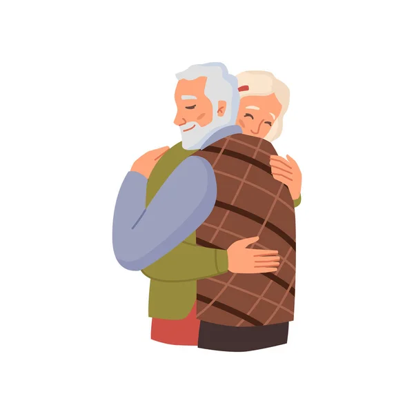Γυναίκα αγκαλιά γέρος, παππούς και κόρη — Διανυσματικό Αρχείο