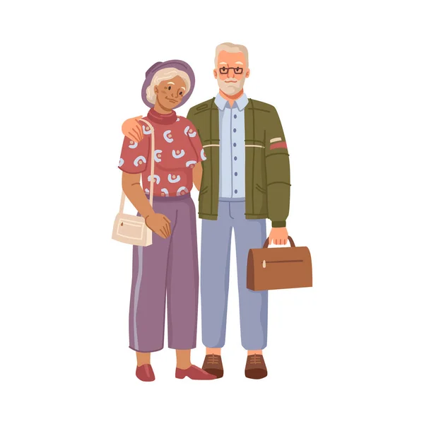 Happy senior people, fashionable elderly couple — Stock Vector