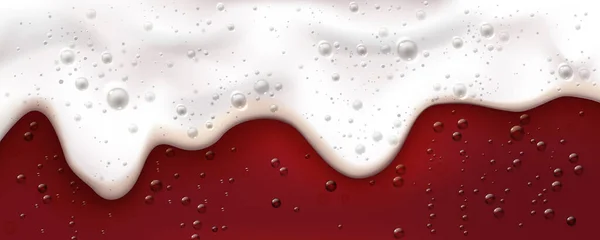 Mousse de bière foncée et bulles, mousse et éclaboussures — Image vectorielle