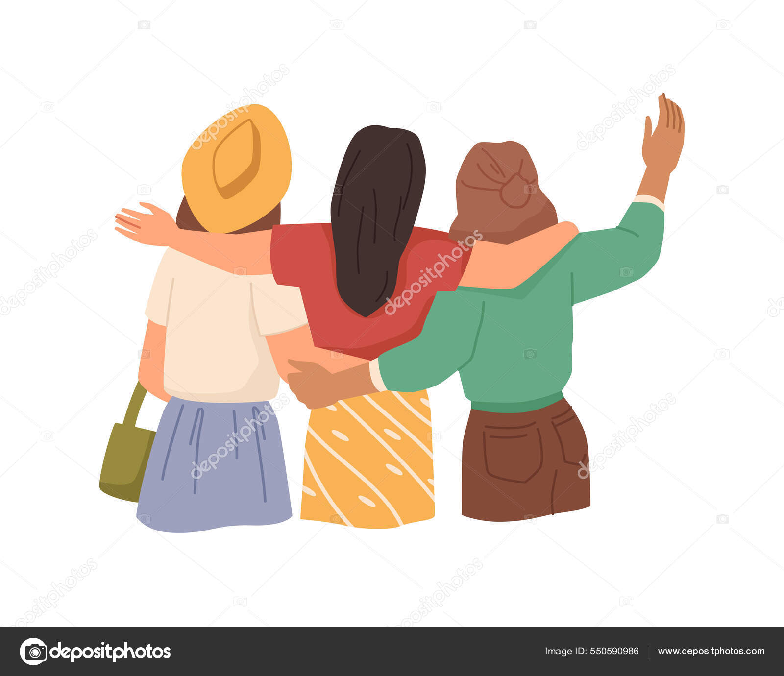 Best female friends cuddling, back view vector Stock Vector Image by  ©Sensvector #550590986