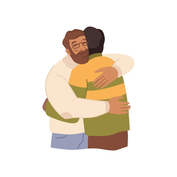 Lidé objímají, mazlí se s muži, bratry nebo přáteli — Stockový vektor