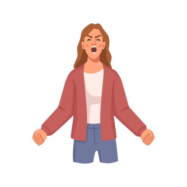 Sinirli ya da kızgın kadın karakter çığlık atıyor.