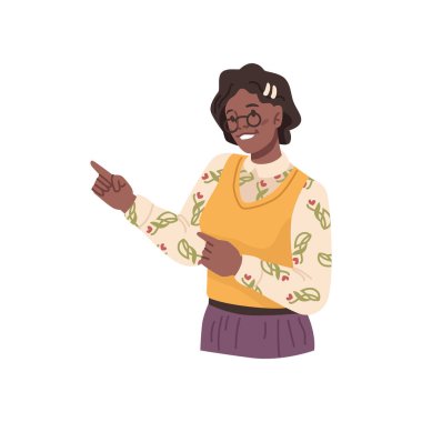 Sunumdaki kadın vektörü gösterir ve gösterir